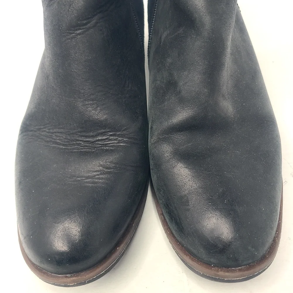 Korks Sonya‎ Women's Black Leather Suede Zip Up Ankle Bootie Sz 8 M